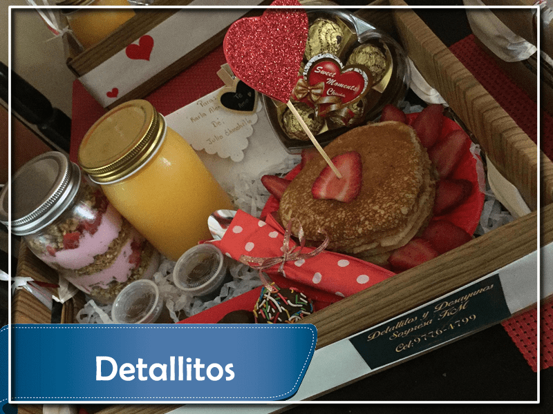 Antecedentes: Nos dedicamos a elaborar Desayunos sorpresa de acuerdo a las especificaciones del cliente, 
                                        contando con una variedad en dise09o y decoracin, TODO AL GUSTO DEL CLIENTE. 

